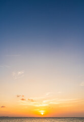 sunset sky vertical in the evening over sea