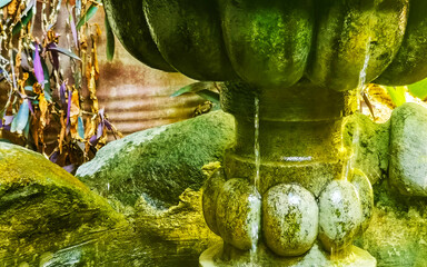 Nostalgic green fountain in the garden Puerto Escondido Mexico.