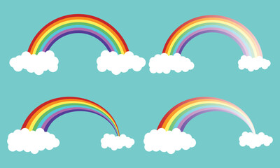 Color Rainbow With Clouds, vector Illustration