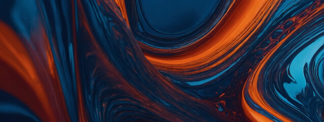 Dynamic cobalt and vermilion color fusion creating an abstract backdrop. - obrazy, fototapety, plakaty