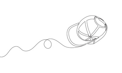 continuous single line drawing of reverse hat, line art isolated vector illustration