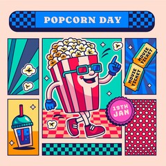 Hand Drawn National Popcorn Day Illustration
