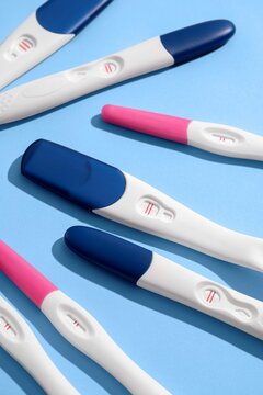 Top View Positive Pregnancy Tests Arrangement