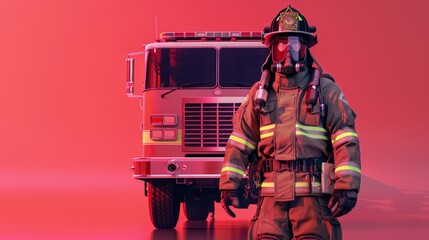 3D render of Firefighter in gear
