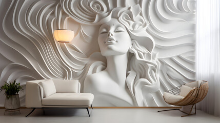 Woman sculpture wallpaper.Wall Murals,modern room design 