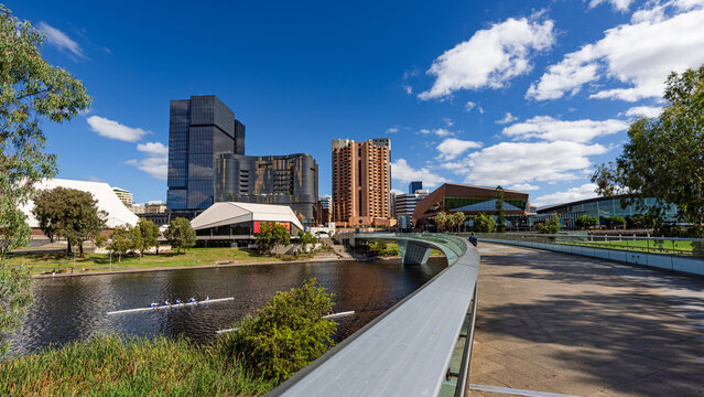 Adelaide city on the banks of the River Torrens. Adelaide. South Australia.