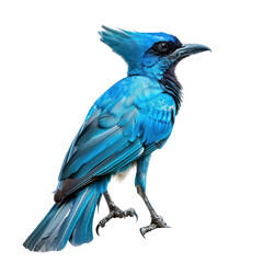 Fototapeta premium blue bird of paradise on isolated transparent background