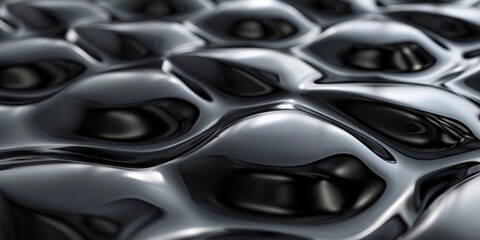 A close up of a shiny black surface with a metallic texture