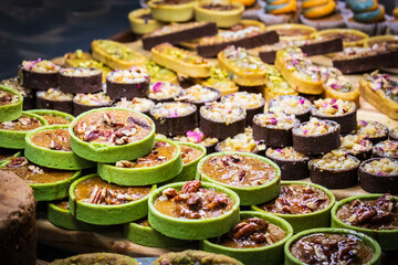 A Colorful Array of Gourmet Tarts on Display, South Melbourne Market