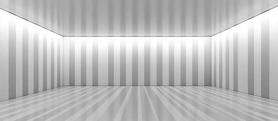 An architectural background featuring an empty room with wide striped walls and floor. The room appears spacious and devoid of any furniture or decorations, giving a minimalist aesthetic.