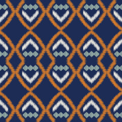 Traditional Ethnic ikat motif fabric pattern geometric style.African Ikat embroidery Ethnic oriental pattern blue background wallpaper. Abstract,vector,illustration.Texture,frame,decoration.