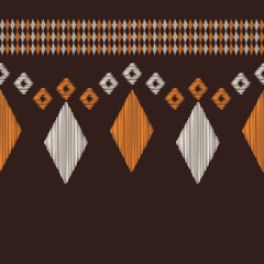 Traditional Ethnic ikat motif fabric pattern background geometric .African Ikat embroidery Ethnic oriental pattern brown background wallpaper. Abstract,vector,illustration.Texture,frame,decoration.