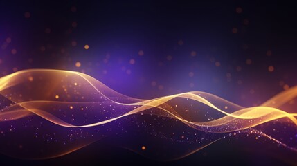Fototapeta premium Abstract futuristic background with purple and gold glowing neon moving high speed wave lines and bokeh lights. Visualization of sound waves. Data transfer concept. Fantastic wallpaper