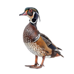 wood duck on isolated transparent background
