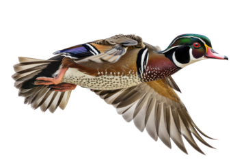 wood duck on isolated transparent background