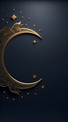 Illustration of Ramadan Kareem background with crescent moon and stars on blue background