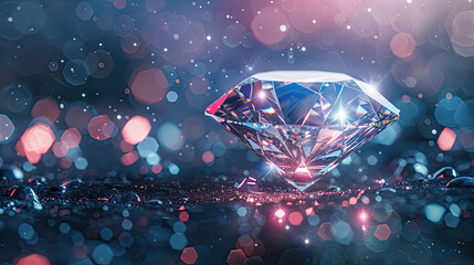 Dazzling diamond on sparkling blur effect background - obrazy, fototapety, plakaty