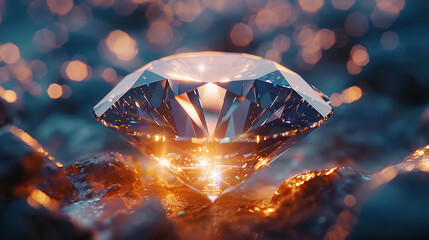 Dazzling diamond on sparkling blur effect background