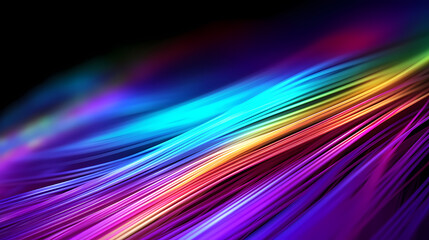 Abstract neon background glowing dynamic lines, fiber optics colorful