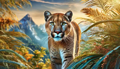 Poster Close up shot of a puma in the wild © Ooga Booga