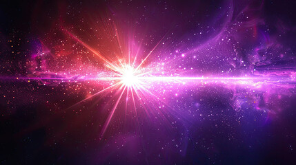 Obraz premium light sparkle flare , bokeh, festive event party rays of silver pink white lights from a star on black background