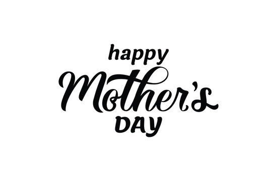 happy mother's day text art with beautifull lettering for greeting card, banner, etc.