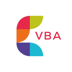 VBA  logo design template vector. VBA Business abstract connection vector logo. VBA icon circle logotype.
