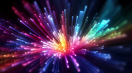 Obraz premium Colorful abstract background representing fiber optics and communication over the internet concept