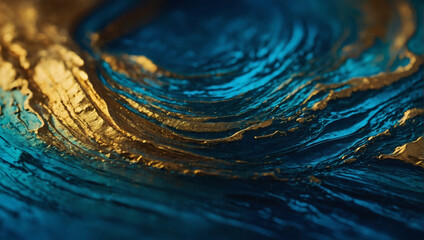 Flowing gradients with radiant cobalt, gold, and teal tones in the background. - obrazy, fototapety, plakaty