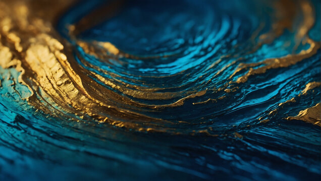 Flowing gradients with radiant cobalt, gold, and teal tones in the background.