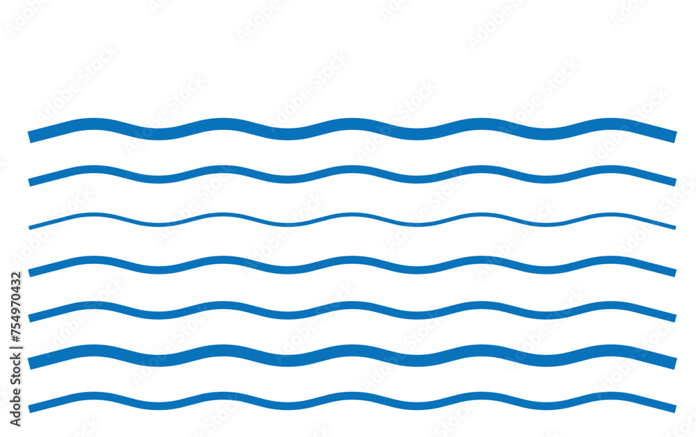 Poster wave line icon template color editable. black underlines, smooth end squiggly horizontal curvy squig