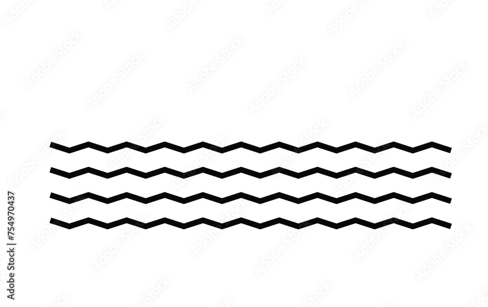 Poster wave line icon template color editable. black underlines, smooth end squiggly horizontal curvy squig