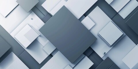 A gray and white background with squares of different sizes - stock background.