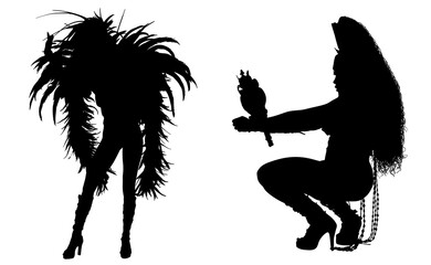 samba, baile, brasil, danza, carnaval, silueta, color, vector, pegatina, plumas, traje, ilustracion, angel, diablo	
