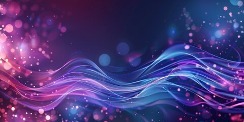 Fototapeta premium A purple and blue wave with a lot of sparkles - stock background.