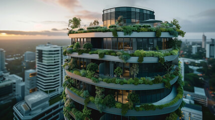 modern architecture building in an urban environment with green