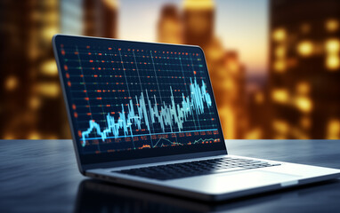 economic growth profite pc charts on laptop screen illustration