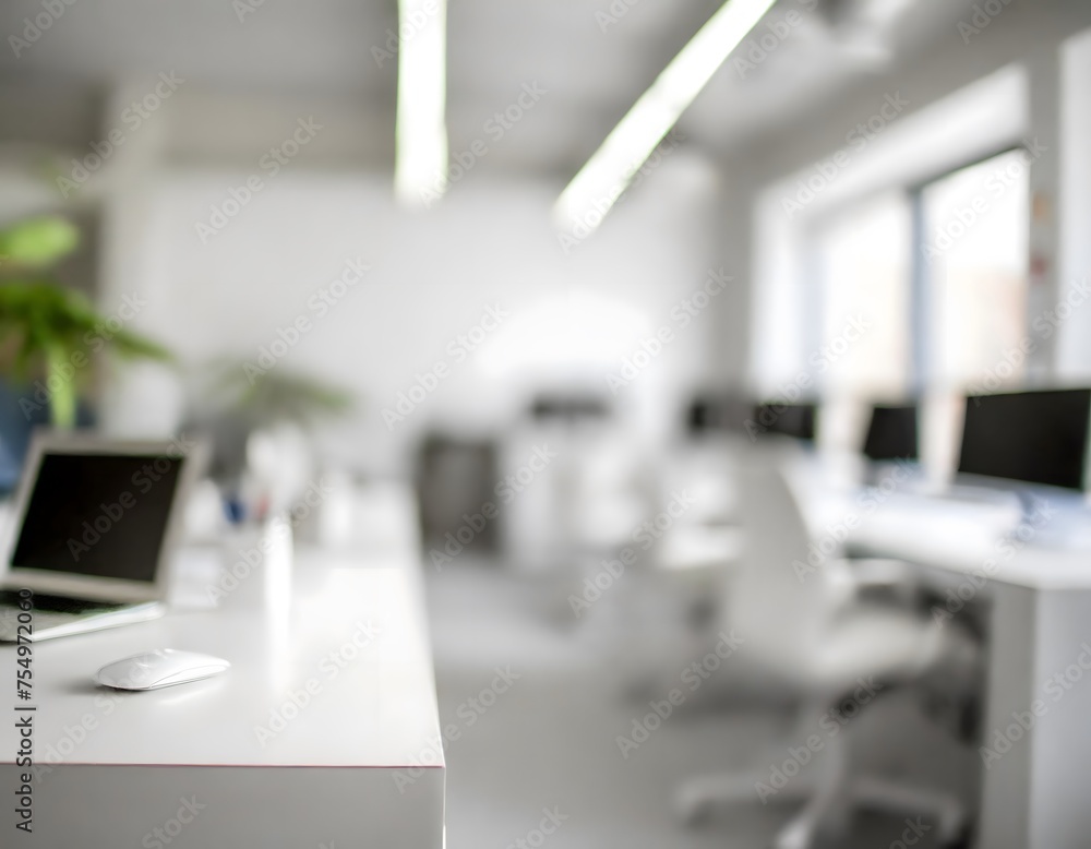 Poster blurred empty open space room. abstract light bokeh at office interior background for design.