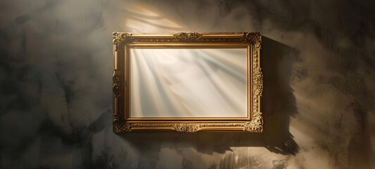 Vintage Gilded Frame on Textured Wall with Dramatic Lighting