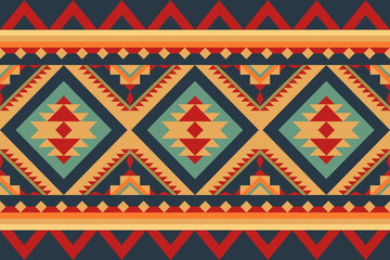 Seamless Navajo and Aztec Mexican Native tribal fabric pattern. Geomatics pattern