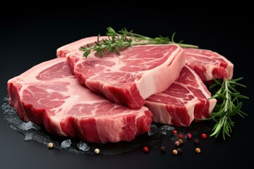 Succulent Raw pork meat. Pig rib. Generate Ai