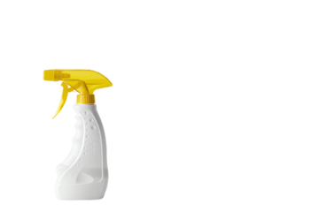 Blue plastic spray bottle isolated on white, a common household cleaning tool