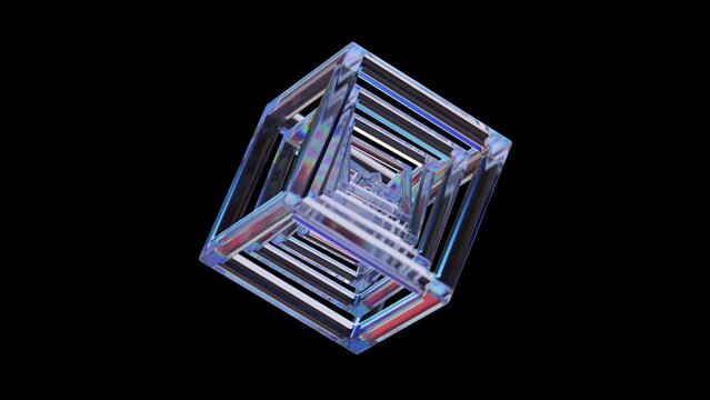Abstract 3d rendered animation, rotating geometric shapes, 4k video, loop