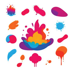 Obraz premium colorful paint splashes and holi elements on a white background
