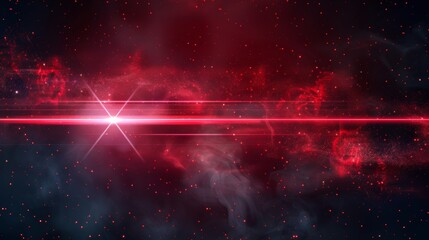 An abstract modern blue neon line design with a red laser light beam effect isolated on a transparent background. A laser show with sparkles and smoke. An illustration of a Broadway show with jets of