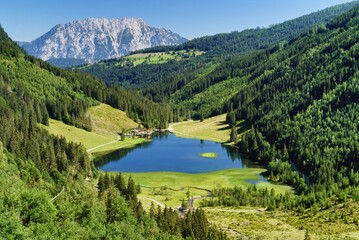 View of Steirischer Bodensee, Hauser Kaibling, Haus im Ennstal, Austria. 