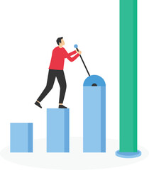 Growing business chart concept, smart entrepreneur control switch to move or increase profit chart. increase sales or investment growth, increase profits or increase revenue.