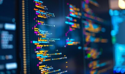 Computer screen displaying lines of code, showcasing the intricate details and syntax of software programming