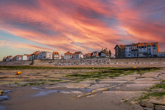 Landscapes with sunset and sunrise from audresselles, ambleteuse and wimereux in france