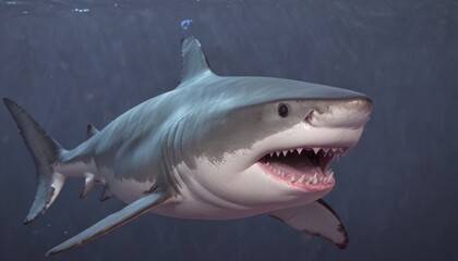 Naklejka premium a close up of a shark with it's mouth open and it's mouth wide open in the water.
